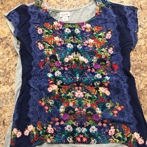 Flowery and flowy blue top